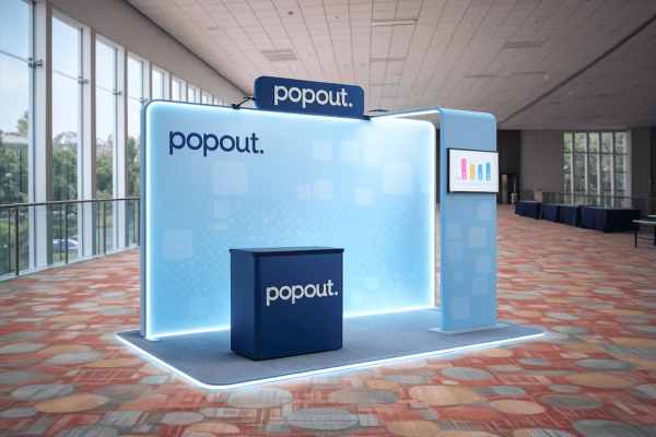 Stand Portátil LED Desarmable con Mostrador Personalizado